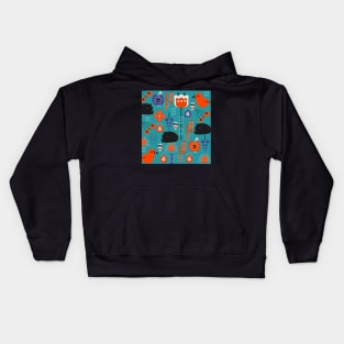 Modern birds and sleepy cats Kids Hoodie